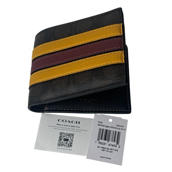 Coach Wallet In Signature Canvas With Varsity Stripe - Picture 7 of 9